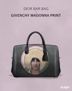 Stylight Dior bar tas met Givenchy Madonna print