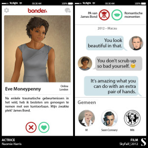Stylight Tinder chat tussen Eve Moneypenny en 007
