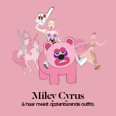 Stylight Miley Cyrus in gekke outfits op roze beer eenhoorn en ijsje