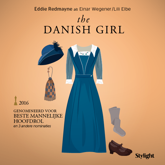 Oscars Stylight blauwe jurk en accesoires The Danish Girl