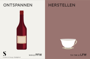 Stylight fles rode wijn versus kopje thee
