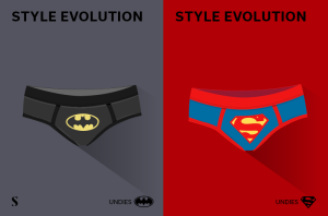 Stylight zwarte onderbroek Batman versus blauw met rode onderbroek Superman