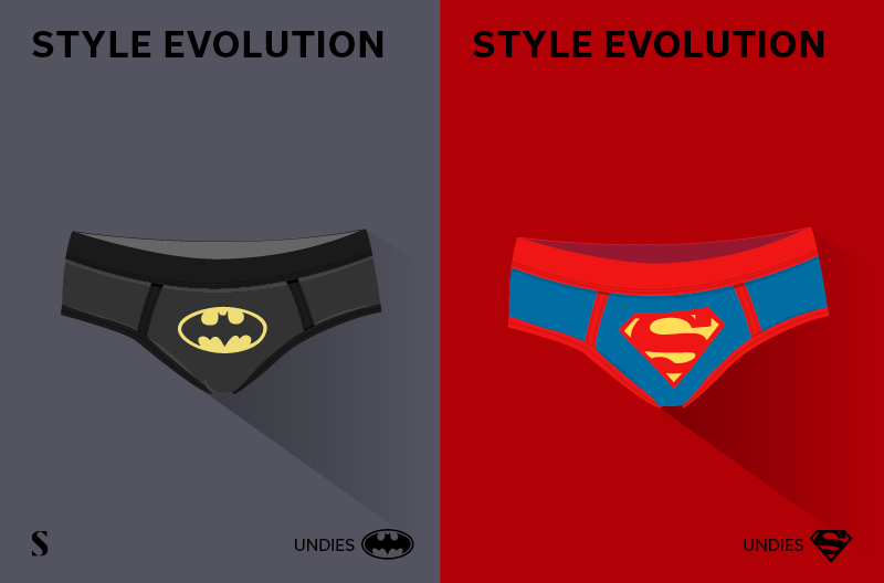 Stylight zwarte onderbroek Batman versus blauw met rode onderbroek Superman