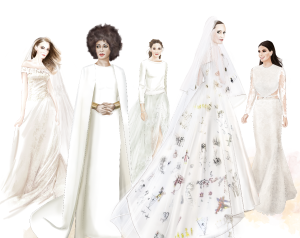 Stylight Solange Knowles Amal Clooney Olivia Palermo Angelina Jolie en Kim Kardashian in hun bruidsjurk