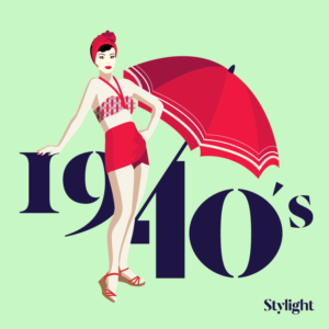 Stylight de bikini is jarig jaren 40 model in rode bikini met parasol